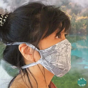 Tie back face mask + filter pocket ~ navy old hawaii
