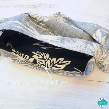 Tie back face mask + filter pocket ~ navy old hawaii