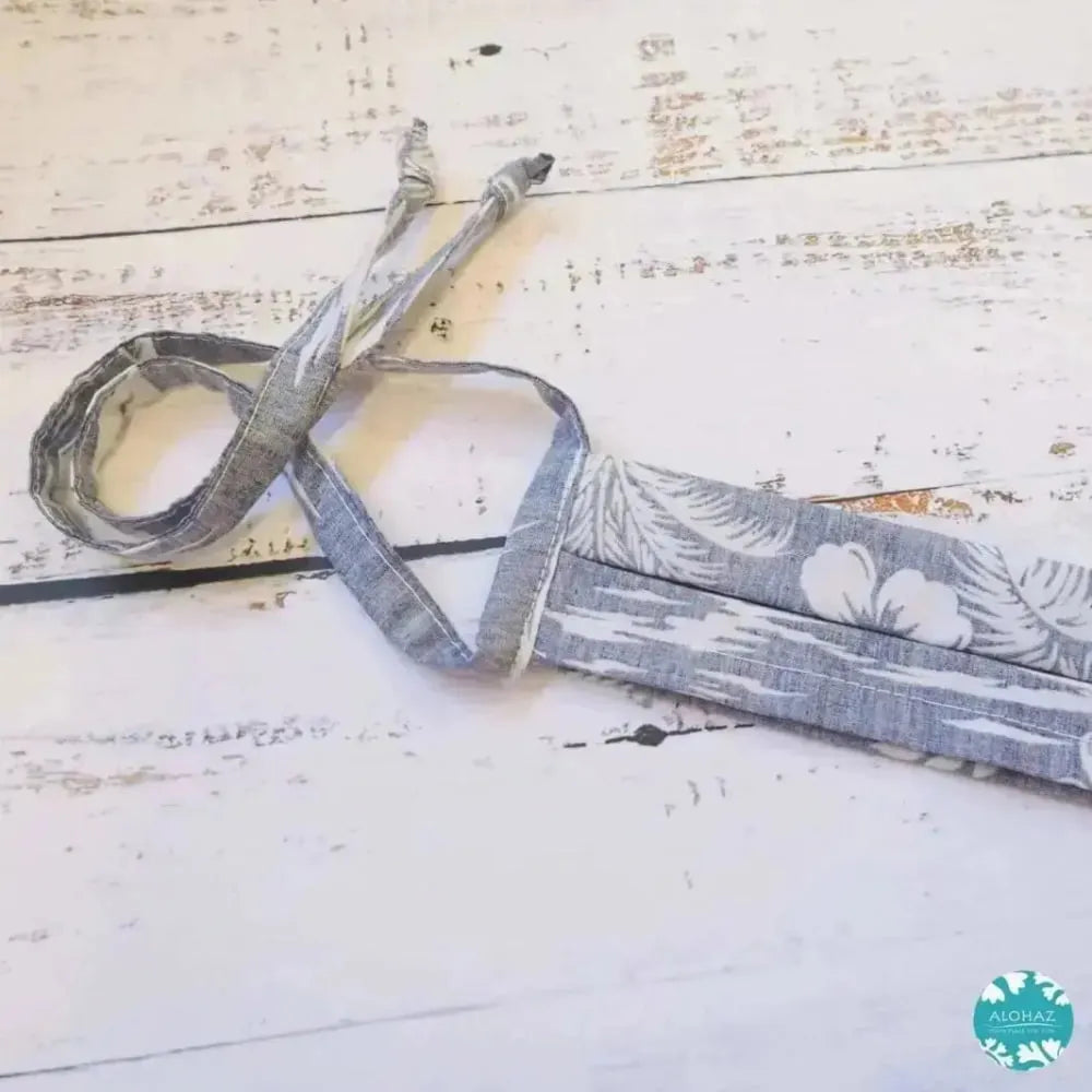 Tie back face mask + filter pocket ~ navy old hawaii