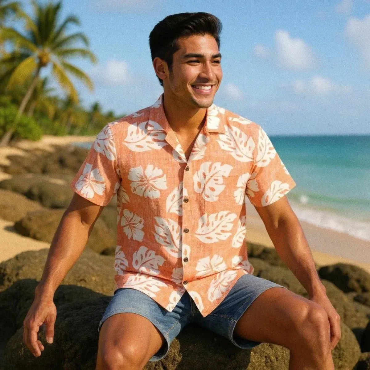 Tradewinds orange hawaiian aloha rayon shirt - alohaz