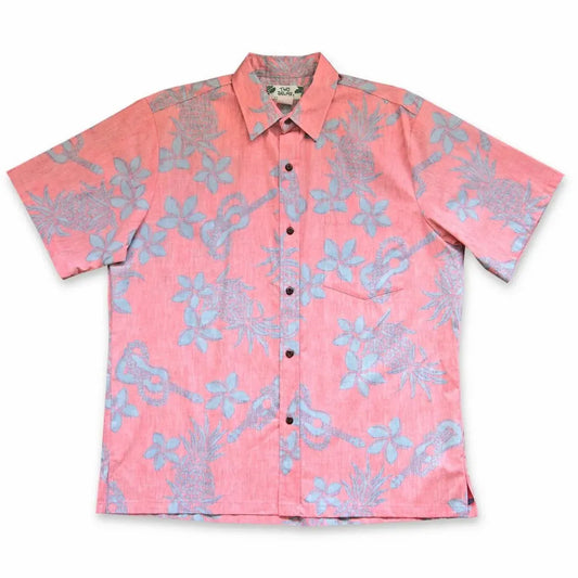 Ukulele fun red reverse print hawaiian cotton shirt - alohaz