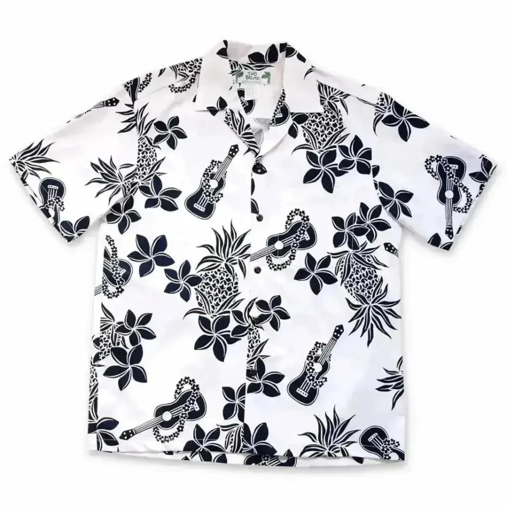 Ukulele fun white hawaiian cotton shirt
