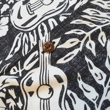Ukulele serenade black hawaiian rayon shirt - alohaz