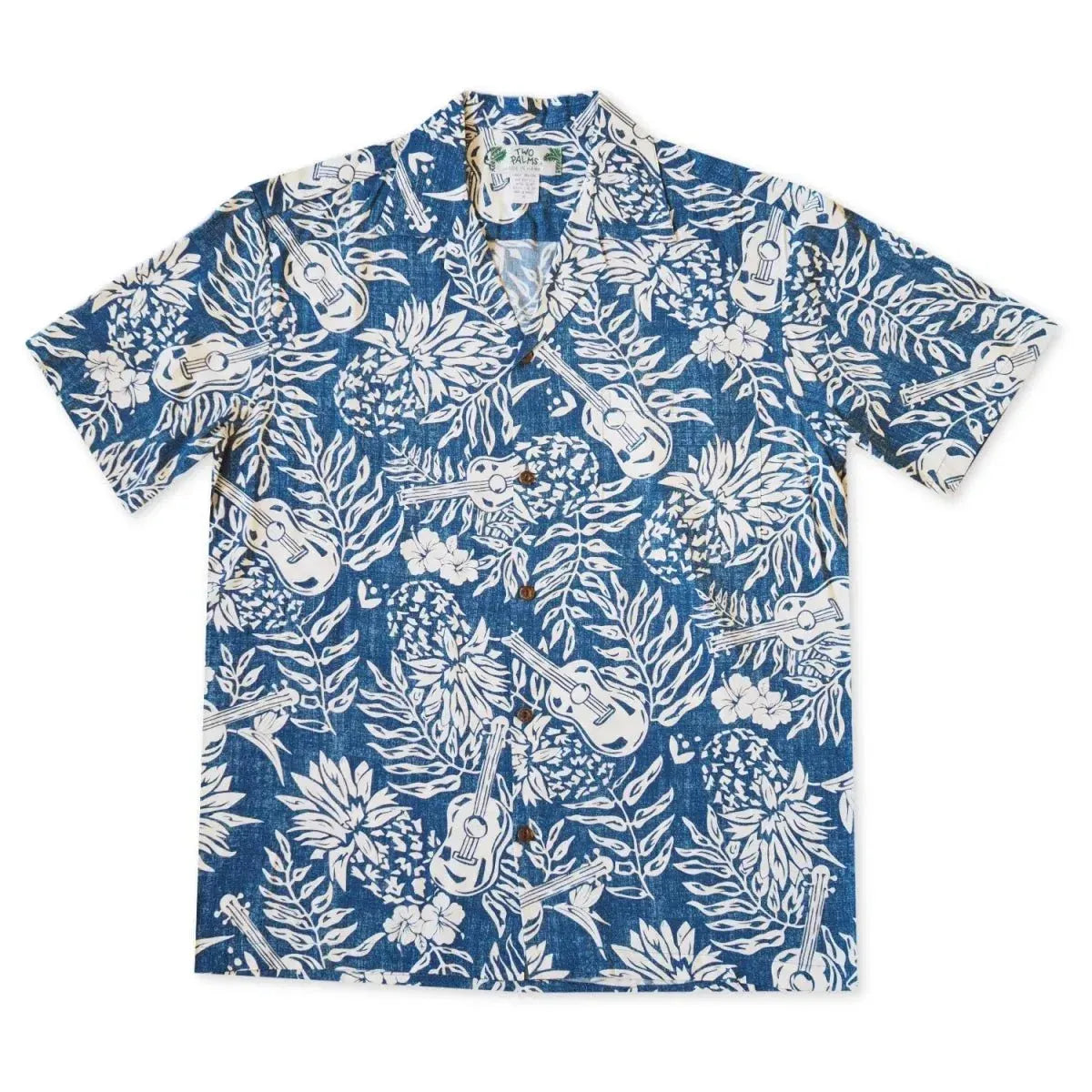 Ukulele serenade blue hawaiian rayon shirt - alohaz