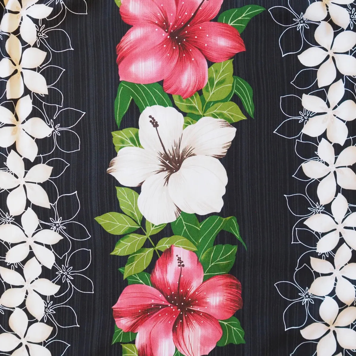 Vintage aloha black hawaiian rayon fabric