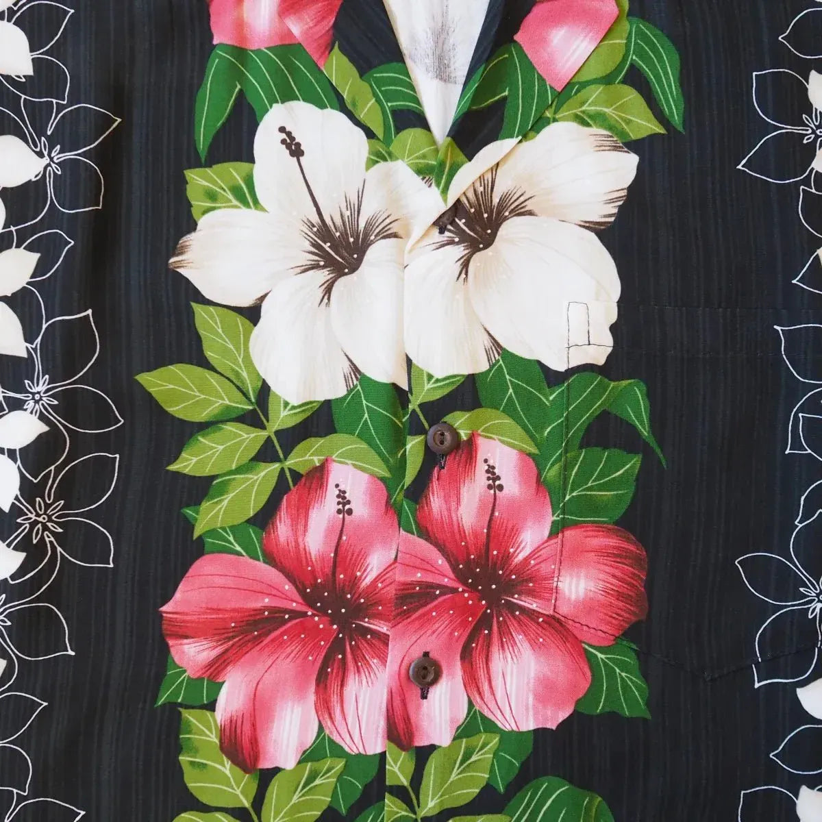 Vintage aloha black hawaiian rayon shirt - alohaz