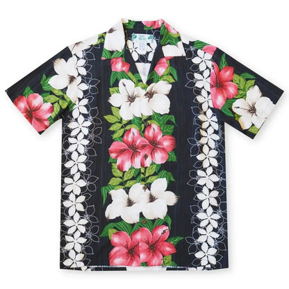 Vintage aloha black hawaiian rayon shirt - alohaz