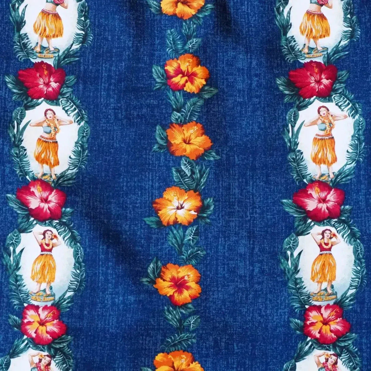 Vintage hula girl blue hawaiian rayon shirt - alohaz