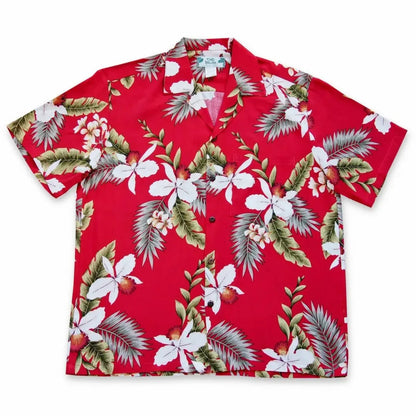 Volcanic red hawaiian rayon shirt - alohaz