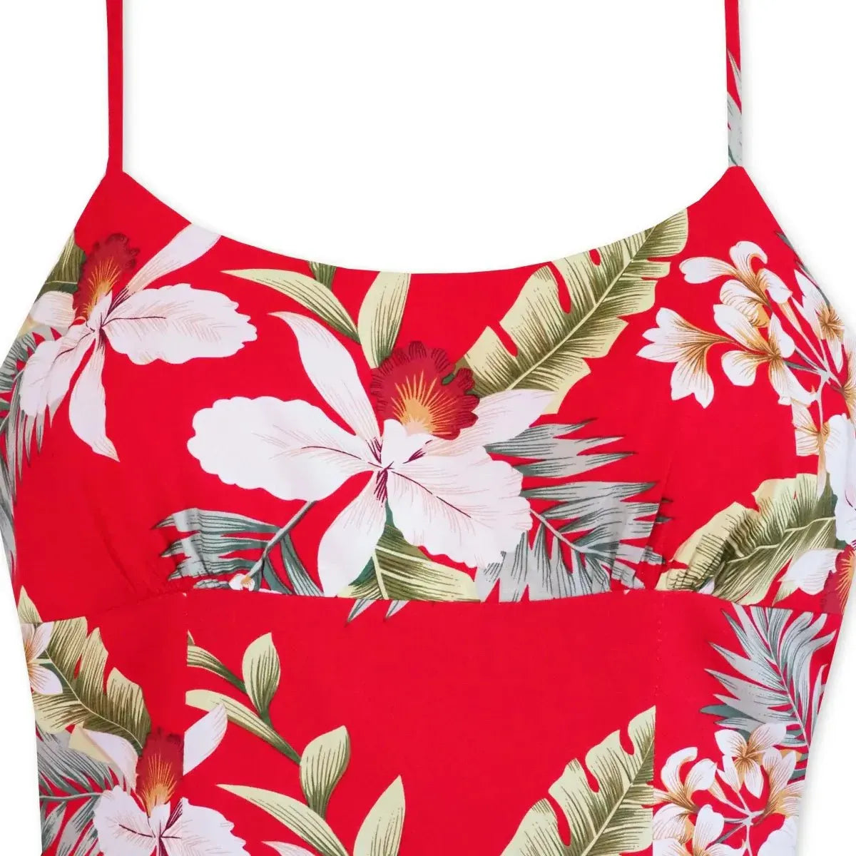 Volcanic red long skinny straps hawaiian dress - alohaz