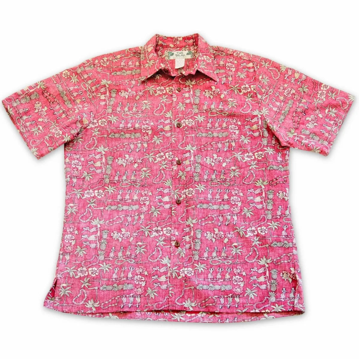 Waikiki red reverse print hawaiian cotton shirt