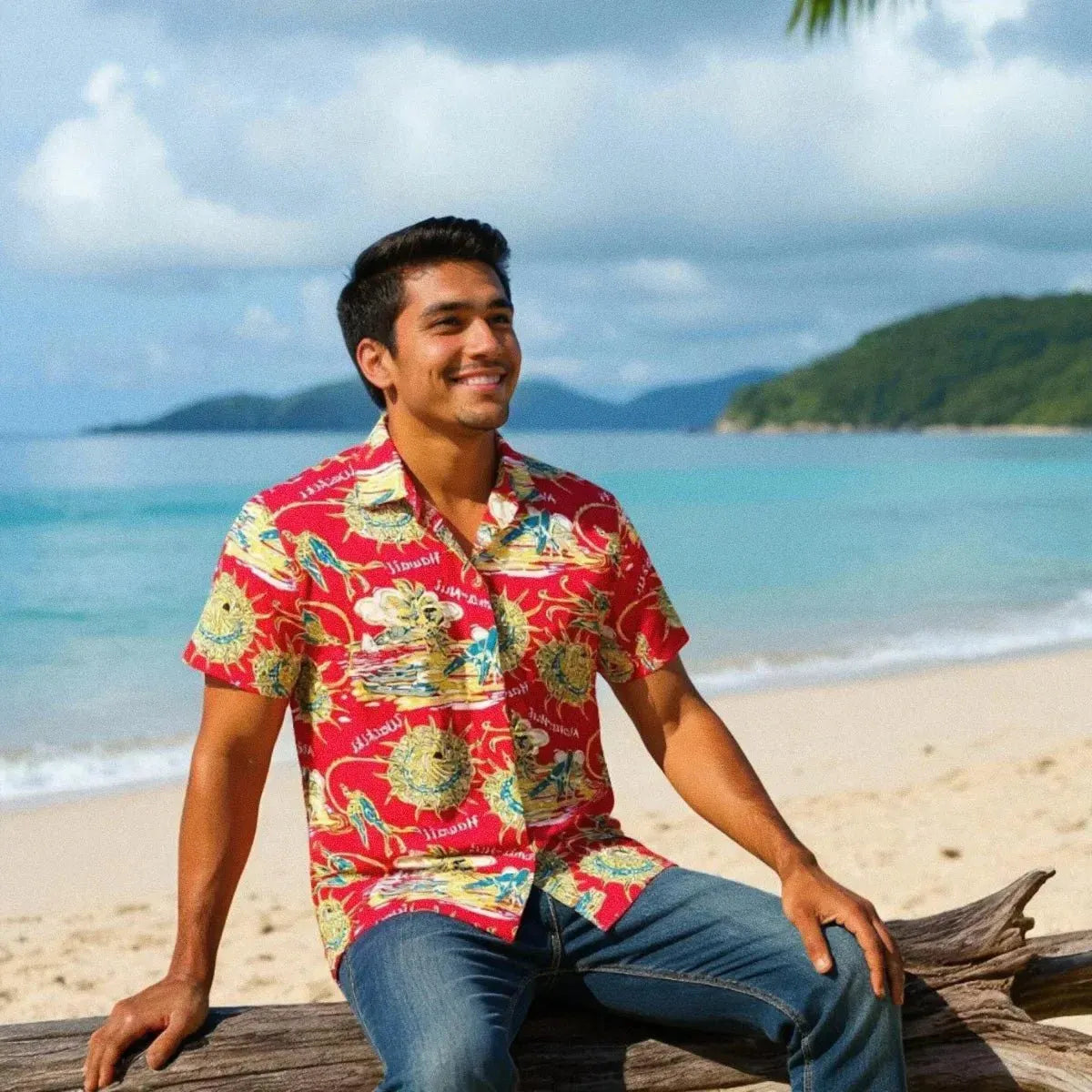 Waikiki wanderer red hawaiian rayon shirt - alohaz