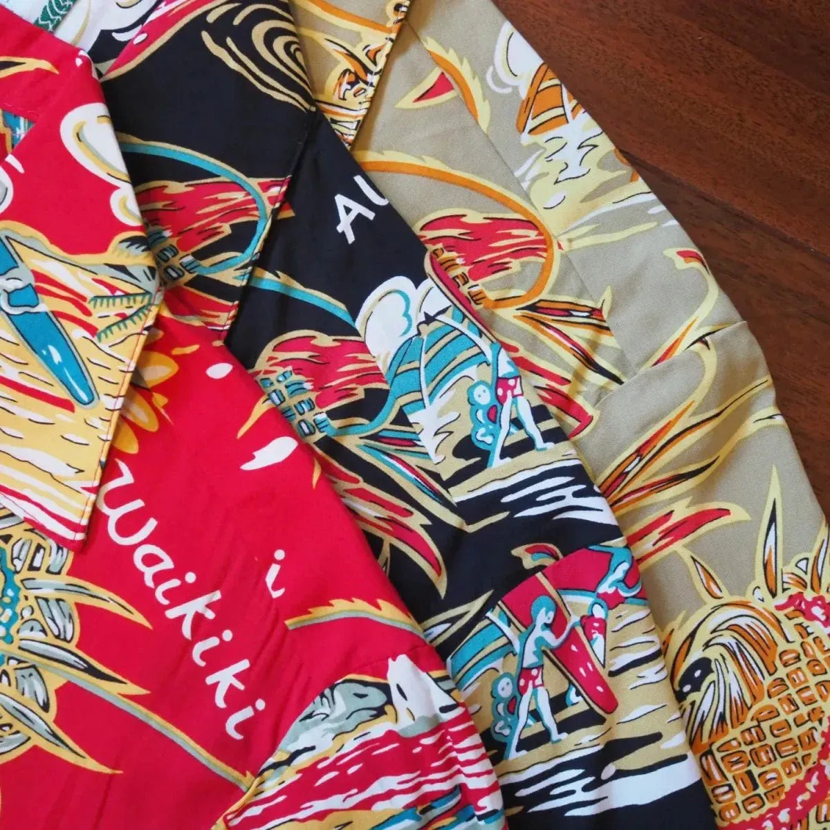 Waikiki wanderer tan hawaiian rayon shirt - alohaz