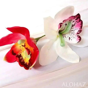 White cattleya hawaiian flower stick