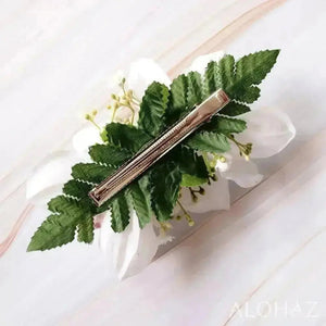 White cymbidium dream hawaiian flower hair clip