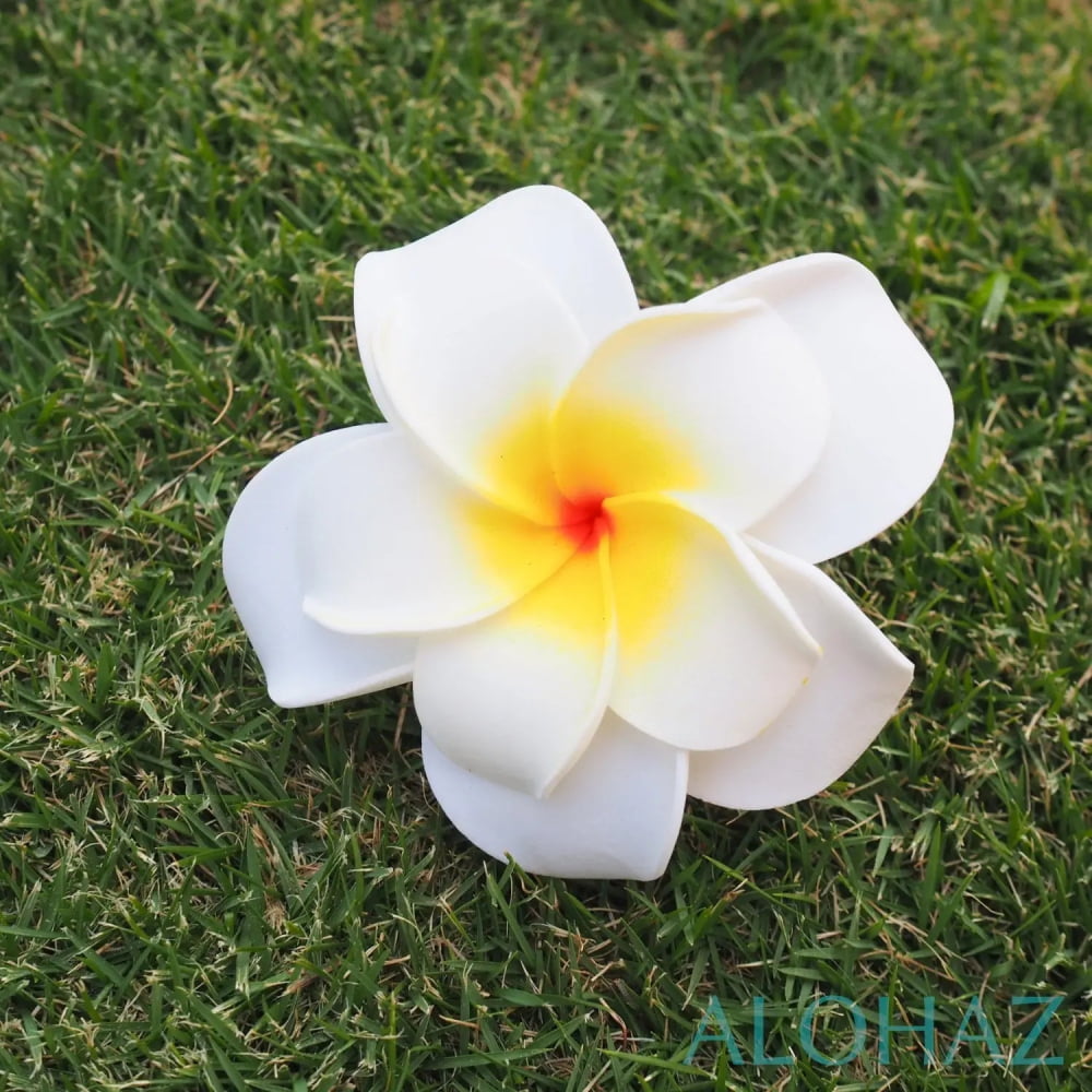 White double plumeria hawaiian flower hair clip
