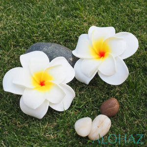 White double plumeria hawaiian flower hair clip