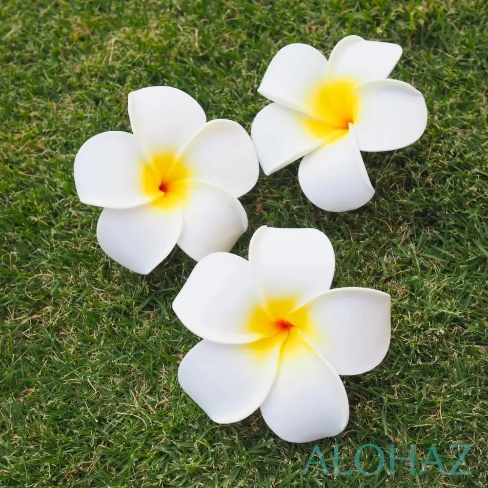 White lucky plumeria hawaiian flower hair clip - alohaz