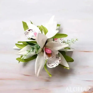 White orchid burst hawaiian flower hair clip
