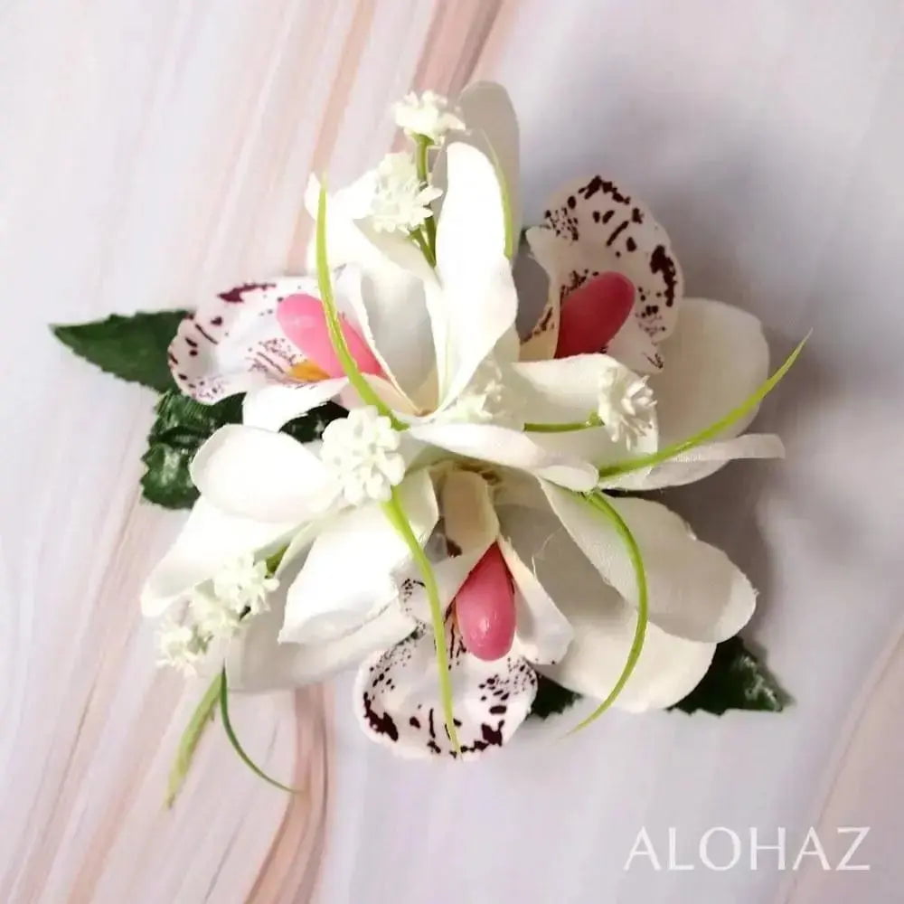 White orchid wonder hawaiian flower hair clip