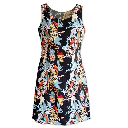 Wild parrots black hawaiian tank dress - alohaz