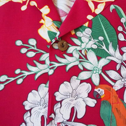 Wild parrots red hawaiian rayon shirt - alohaz