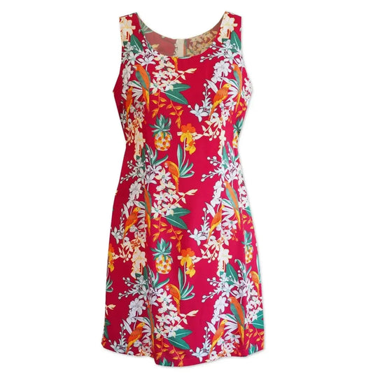 Wild parrots red hawaiian tank dress - alohaz