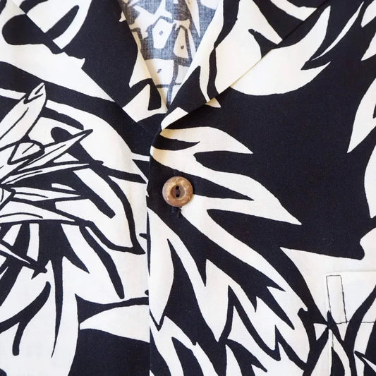 Wild pineapple black hawaiian rayon shirt - alohaz