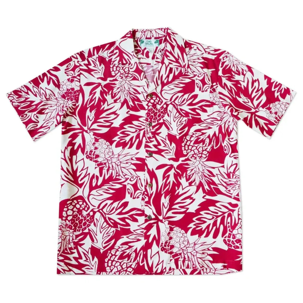 Wild pineapple red hawaiian rayon shirt - alohaz