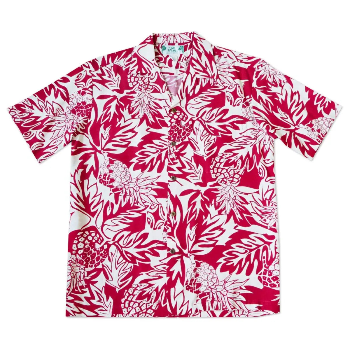Wild pineapple red hawaiian rayon shirt