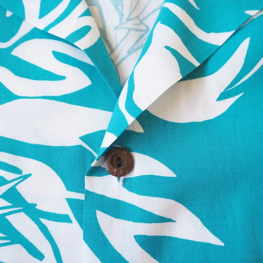 Wild pineapples aqua hawaiian rayon shirt - alohaz