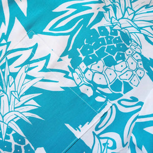 Wild pineapples aqua hawaiian rayon shirt
