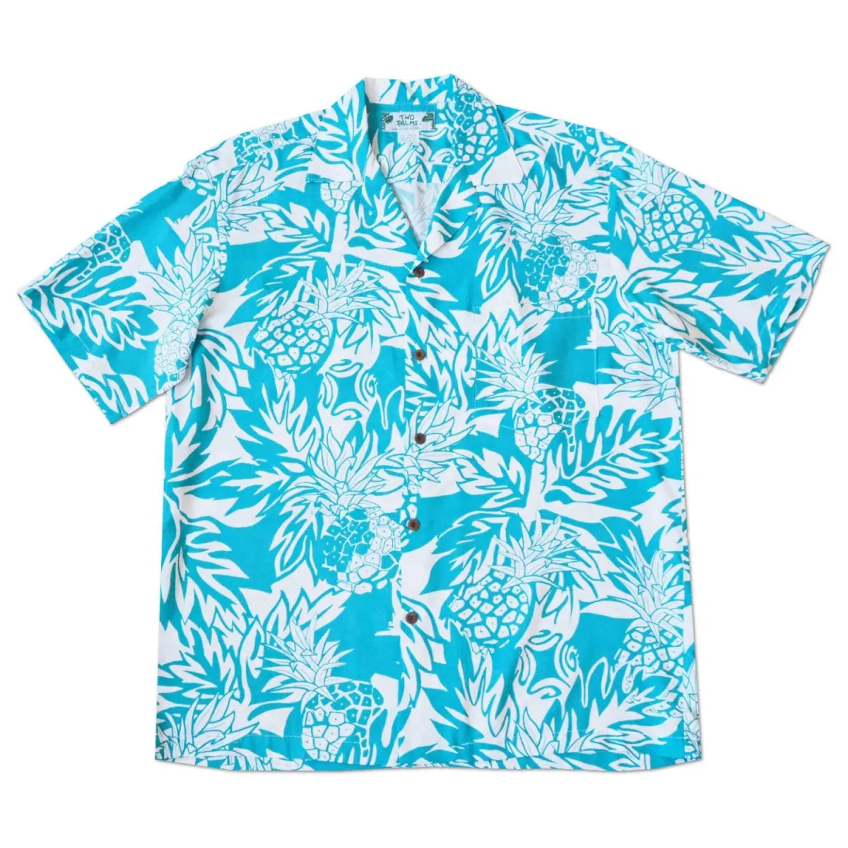 Wild pineapples aqua hawaiian rayon shirt
