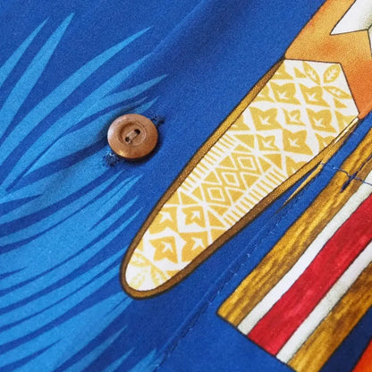 Woody cruiser blue hawaiian aloha rayon shirt - alohaz