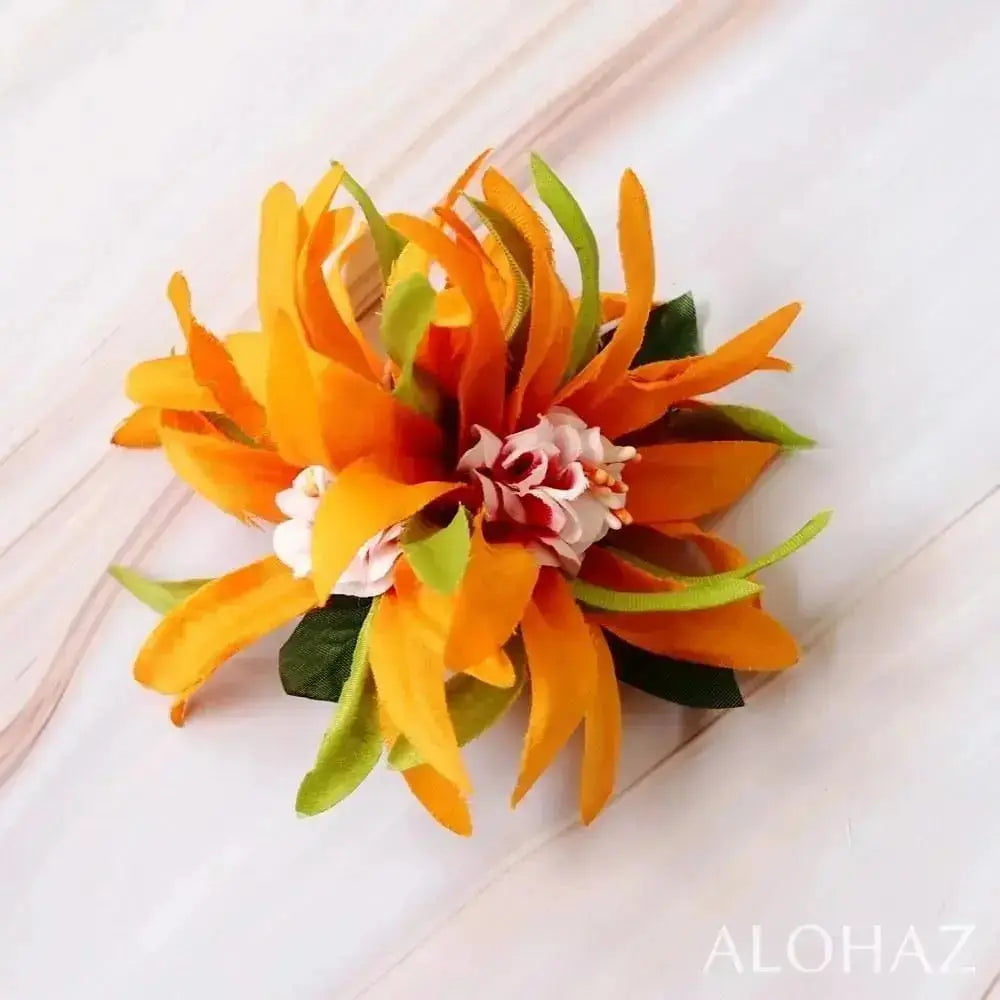 Yellow aster hawaiian flower hair clip