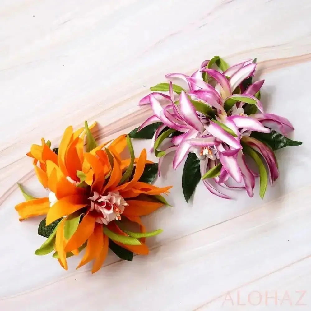Yellow aster hawaiian flower hair clip