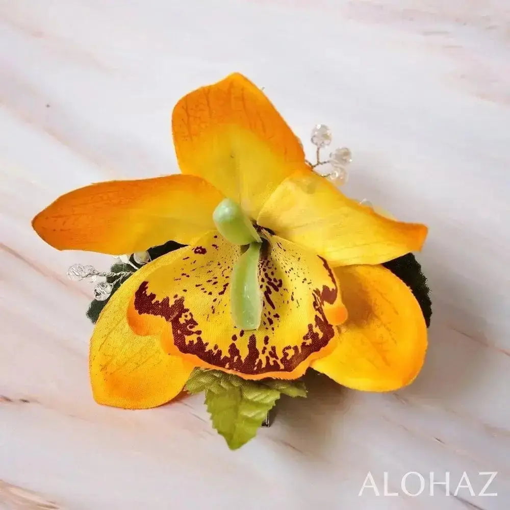 Yellow paradise hawaiian flower hair clip