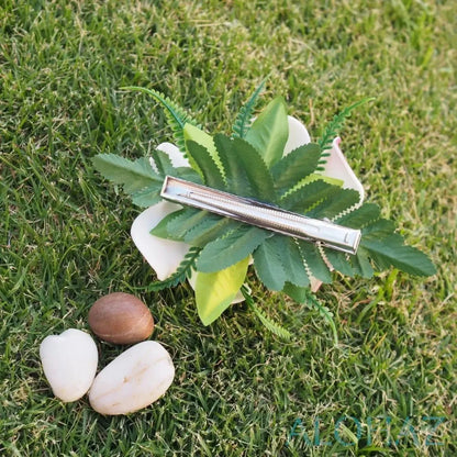 Yellow plumeria double joy hawaiian flower hair clip